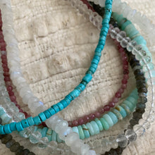 Load image into Gallery viewer, turquoise heishi bead necklace clear quartz rainbow moonstone opal
