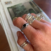 Load image into Gallery viewer, vintage sterling silver and black onyx heart ring
