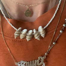 Load image into Gallery viewer, cream luster seed bead and mini conch shell necklace
